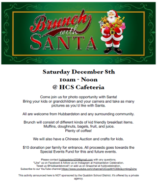 flyer for brunch with Santa with picture of Santa 