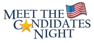 meet the candidates night with gold star and American flag 