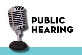 Microphone with words PUBLIC HEARING