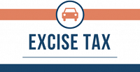 the wording excise tax with an outline of a car