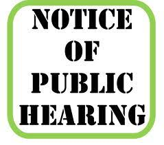 notice of public hearing written in black with green border