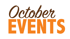 October events written in maroon and orange