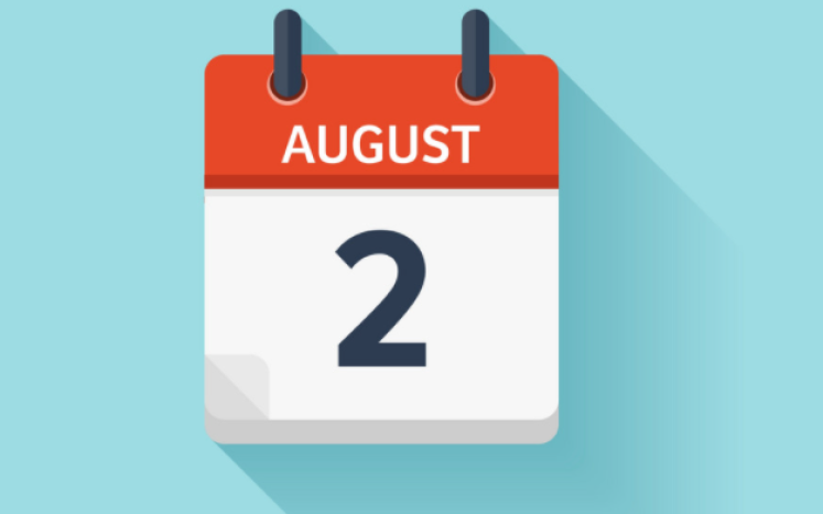 August 2nd on a calendar