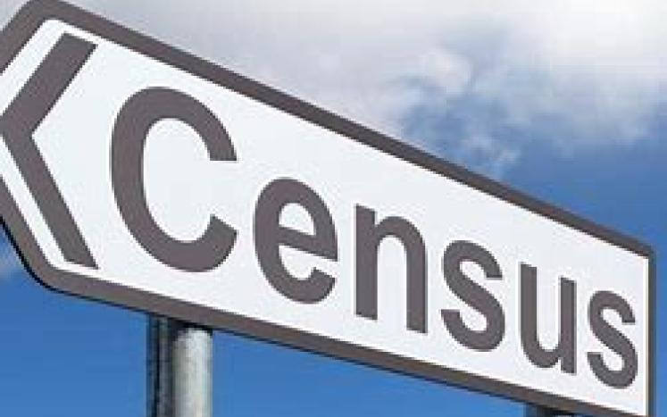 census written in black letters on white arrow