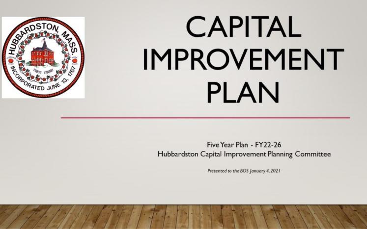 Capital Improvement Plan Graphic with Hubbardston Town Seal