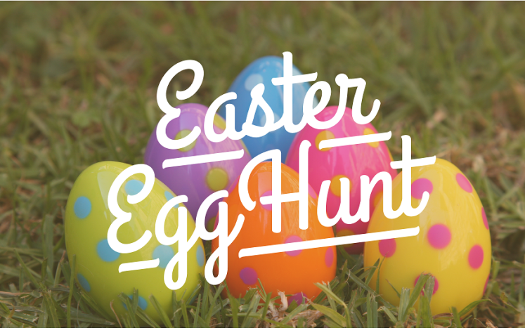 coloured eggs captioned easter egg hunt
