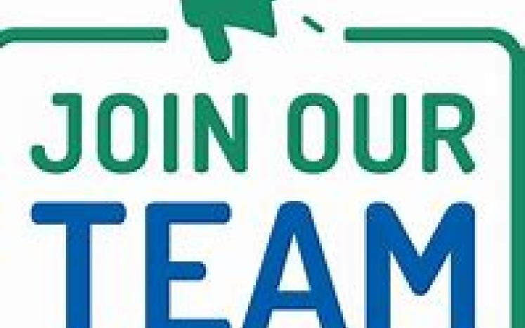 join our team written in green and blue 