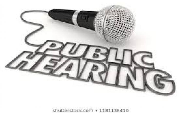 Microphone with words Public Hearing