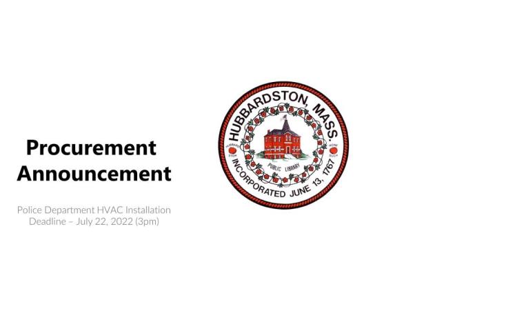 Procurement announcement with town seal