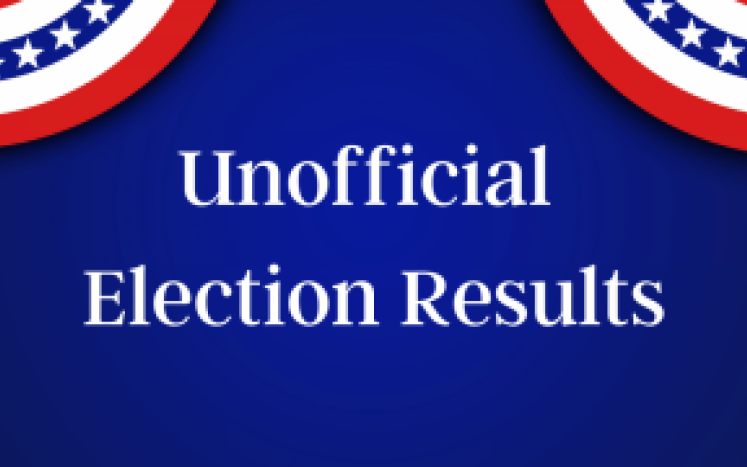 Blue box that says unofficial election results 